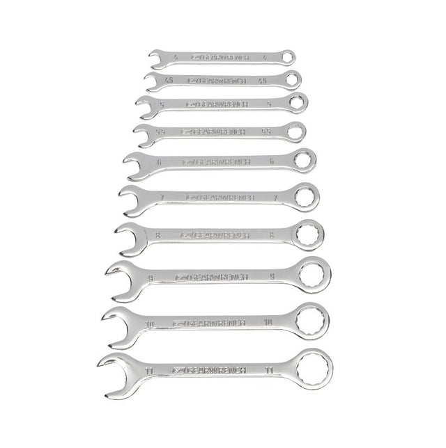 GearWrench 86561 Midget Wrench Set, 10-Piece, Alloy Steel, Full Polish Chrome