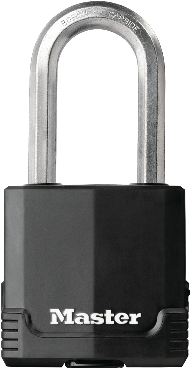 Master Lock Magnum Series M515BLCDLHHC Padlock, Different Key, 3/8 in Dia Shackle, Boron Carbide Shackle, Steel Body