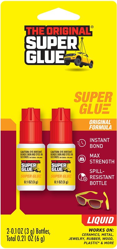 The Original Super Glue 19108 Quick-Setting Adhesive, Liquid, Clear, 3 g
