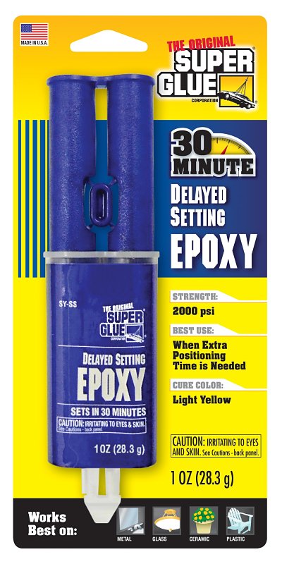 The Original Super Glue SY-SS Epoxy Adhesive, Light Yellow, Liquid, 1 oz Syringe, -54 to 107 deg C Temperature