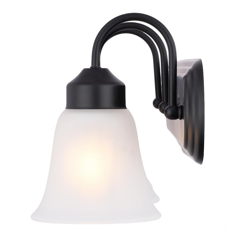 Boston Harbor OG24016 Vanity Light, 60 W, 3-Lamp, 24 in W, Steel Fixture, Matte Black Fixture with Frosted White Glass