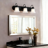Boston Harbor OG24016 Vanity Light, 60 W, 3-Lamp, 24 in W, Steel Fixture, Matte Black Fixture with Frosted White Glass