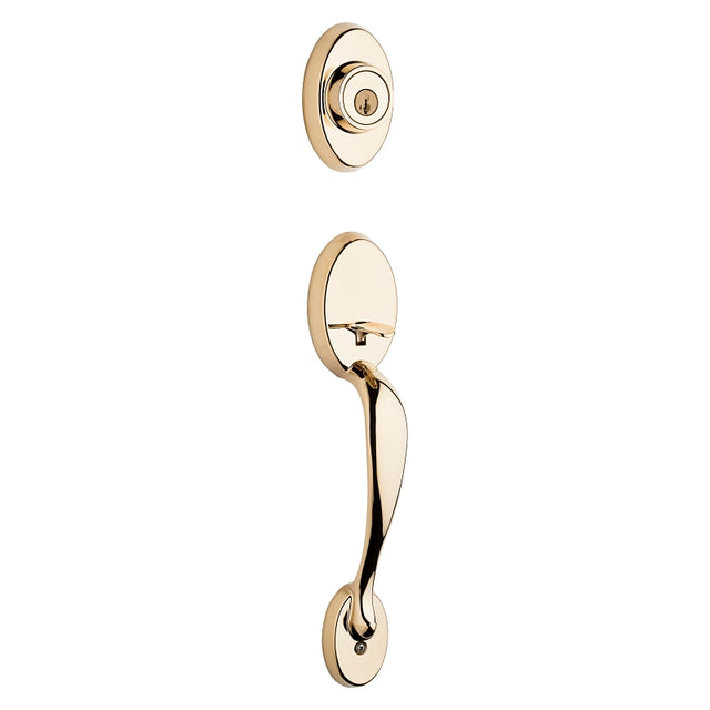 Kwikset Signature Series 800CE LIP L03 Exterior Handleset with Deadbolt, Chelsea Design, Polished Brass, 1 Grade, Zinc