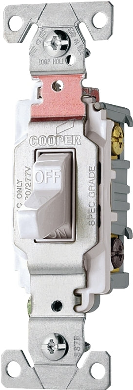 Eaton CS320W Switch, 20 A, 120/277 V, 3-Position, Lead Wire Terminal, Nylon Housing Material, White