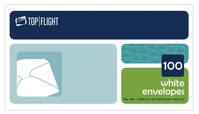 Top Flight 6900312 Envelope, White, 3-5/8 in W