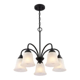 Boston Harbor OG24020 Chandelier, 5-Lamp, Metal Fixture, Matte Black Fixture