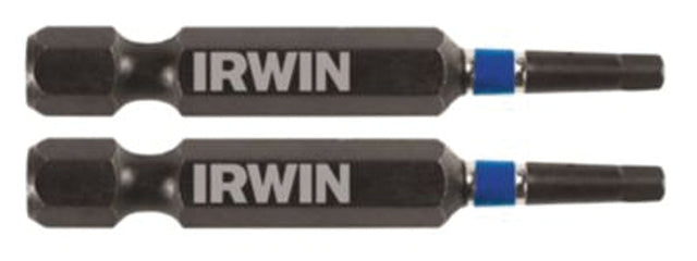 Irwin 1837468 Power Bit, #1 Drive, Square Recess Drive, 1/4 in Shank, Hex Shank, 2 in L, High-Grade S2 Tool Steel, 2/PK
