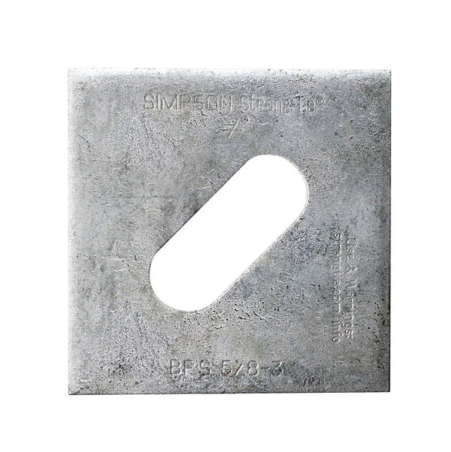 Simpson Strong-Tie BP Series BPS 5/8-3HDG Bearing Plate with Slotted Hole, 3 ga Gauge, Steel, Hot-Dipped Galvanized, Pack of 50