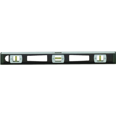 Johnson 3824 I-Beam Level, 24 in L, 3-Vial, Magnetic, Aluminum, Black