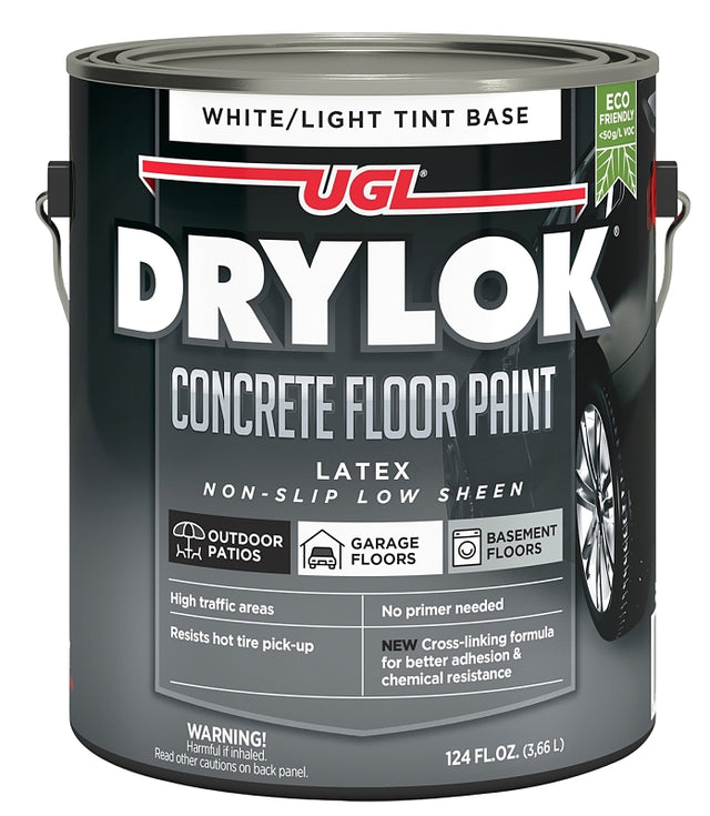 Drylok 43113 Concrete Floor Paint, Flat Sheen, Light Tint Base/White, 1 gal, 300 to 400 sq-ft Coverage Area, Pack of 2