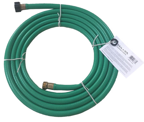 Swan SNR015FM Garden Hose, 5/8 in, 15 ft L, Brass/Vinyl, Green