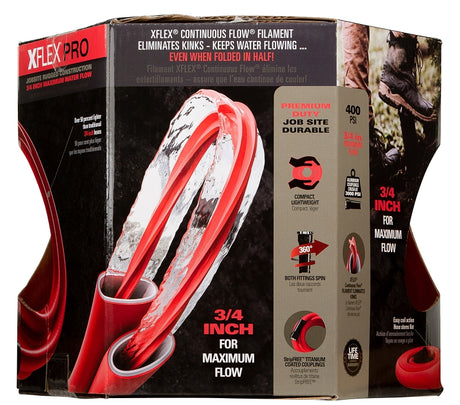 Swan XFlex PRO Series CSNXFP34050 Garden Hose, 3/4 in, 50 ft L, Male x Female, Polyester, Red