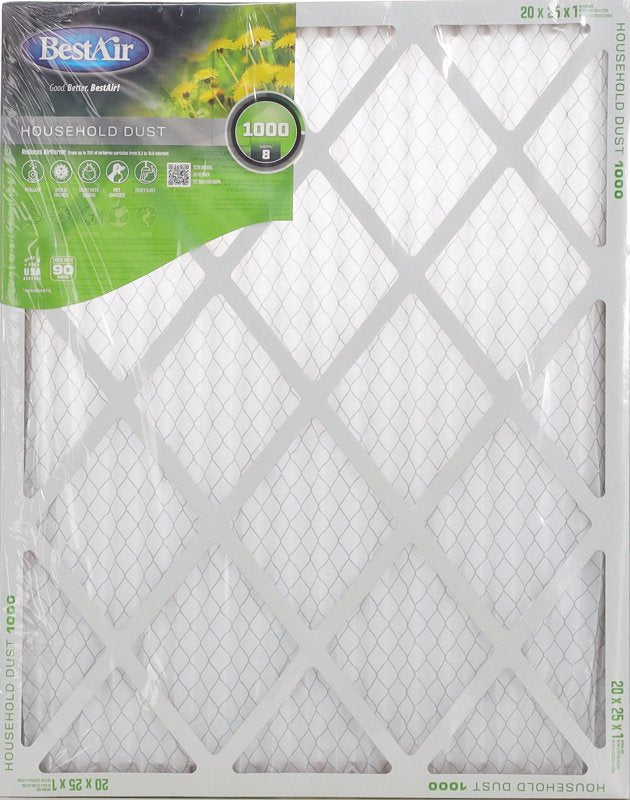 BestAir B1-2025-8-12 Air Filter, 25 in L, 20 in W, 8 MERV, 600 MPR, Pack of 12