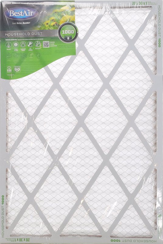 BestAir B1-2030-8-12 Air Filter, 20 in L, 30 in W, 8 MERV, 1000 MPR, Pack of 12