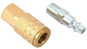 Forney 75305 Coupler and Plug Set, 1/4 in, FNPT x MNPT, Brass/Steel