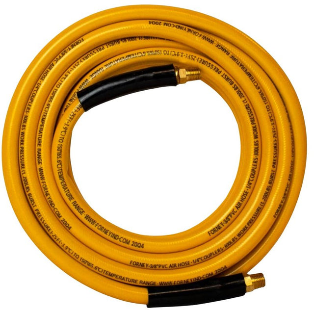 Forney 75410 Air Hose, 3/8 in ID, 25 ft L, MNPT, 300 psi Pressure, PVC, Yellow