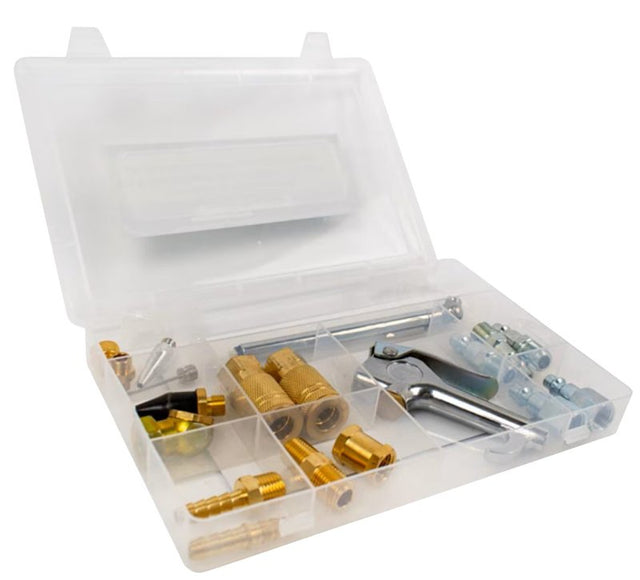 Forney 75510 19-Piece Air Accessory Compressor Kit, Brass/Plastic/Steel/Zinc Alloy, Clear