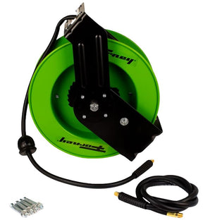 Forney 75462 Air Hose Reel, 3/8 in Hose, 50 ft L Hose, Auto-Retractable Winding, Steel