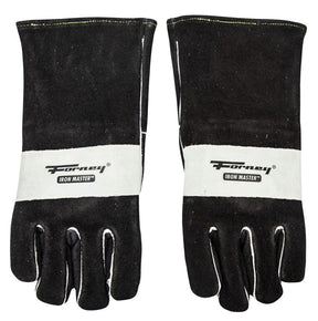 Forney Iron Master Series 55102 Welding Gloves, L, Extended Gauntlet Cuff, Split Cowhide Leather Palm