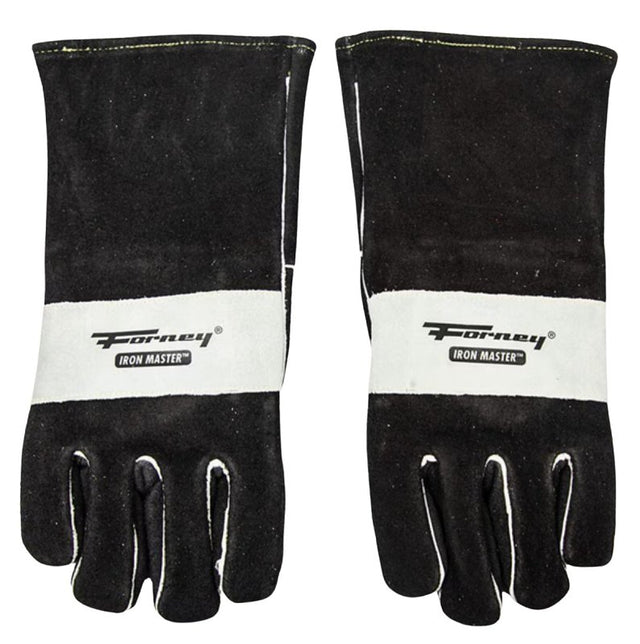 Forney Iron Master Series 55102 Welding Gloves, L, Extended Gauntlet Cuff, Split Cowhide Leather Palm
