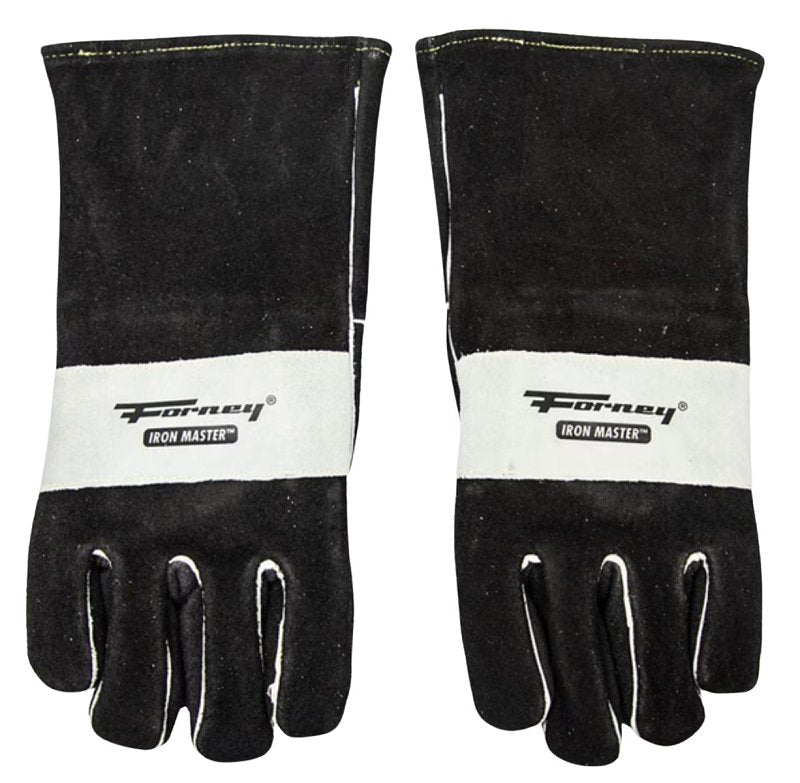 Forney Iron Master Series 55103 Welding Gloves, XL, Extended Gauntlet Cuff, Split Cowhide Leather Palm