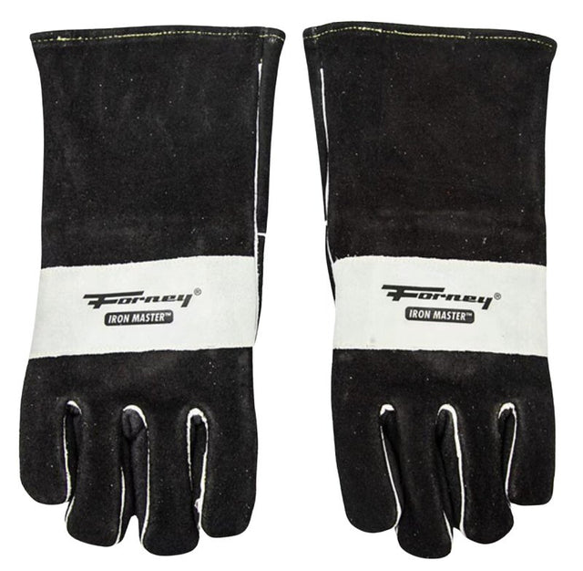 Forney Iron Master Series 55103 Welding Gloves, XL, Extended Gauntlet Cuff, Split Cowhide Leather Palm