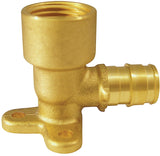 Apollo ExpansionPEX Series EPXDEE12 Drop Ear Pipe Elbow, 1/2 in, Barb x FNPT, PEX-A, 90 deg Angle, Brass