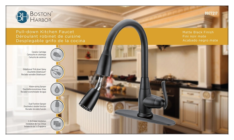 Boston Harbor FP4A0000BL Faucet, 1.8 (6.8) 60 gpm (L/MIN) psi, 1-Faucet Handle, 1, 3-Faucet Hole, Zinc, Matte