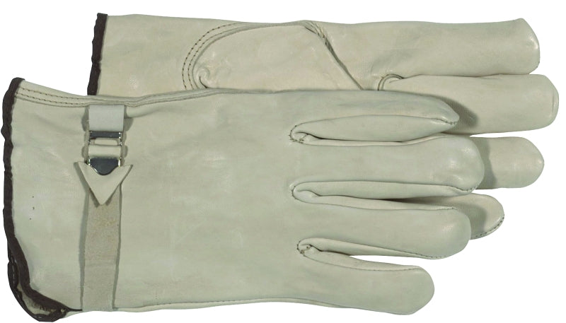Boss B81202-XL Gloves, XL, Keystone Thumb, Slip-On Cuff, Cowhide Leather, Natural