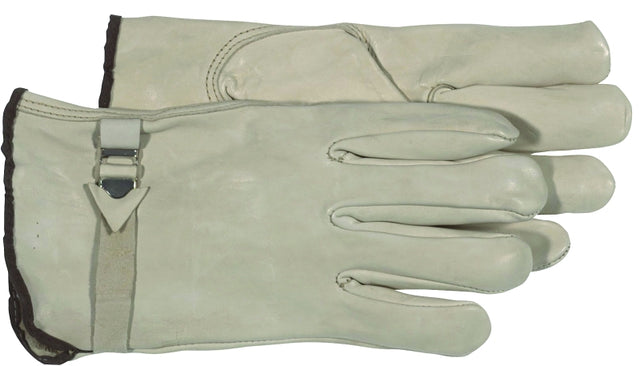Boss B81202-XL Gloves, XL, Keystone Thumb, Slip-On Cuff, Cowhide Leather, Natural