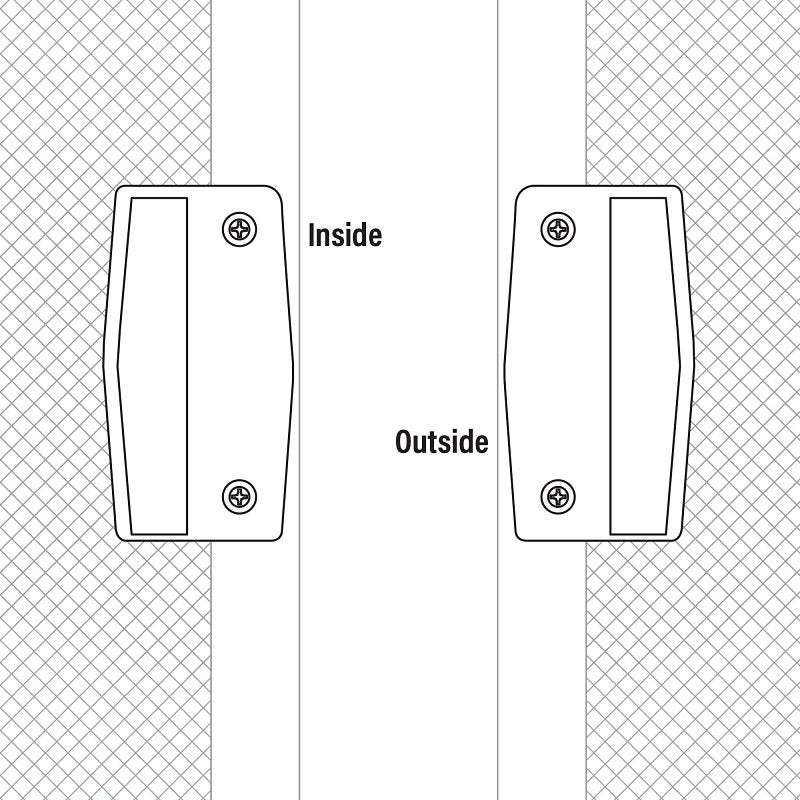Prime-Line A 111 Door Pull Set, 1-7/8 in W, 0.7 in D, 4 in H, Plastic