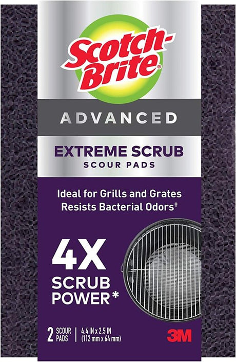 Scotch-Brite 77222-R Extreme Scrub Scour Pad, 4.4 in L, 2-1/2 in W, Purple