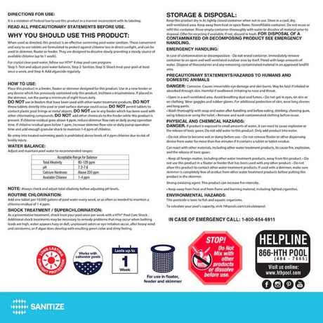 HTH Pool Care 1" Tablet Chlorinating Chemicals 1.5 lb, Pack of 6
