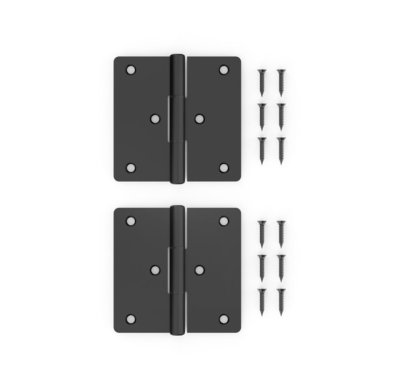 National Hardware N166-024 Modern Square Gate Hinge, Steel, Black, Tapping Screw Mounting