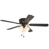 Boston Harbor 0555706-MBK Hugger Fan, 5-Blade, Matte Black Blade, 52 in Sweep, Metal Blade, 3-Speed