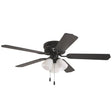 Boston Harbor 0555706-MBK Hugger Fan, 5-Blade, Matte Black Blade, 52 in Sweep, Metal Blade, 3-Speed
