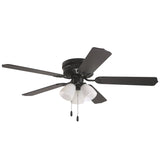 Boston Harbor 0555706-MBK Hugger Fan, 5-Blade, Matte Black Blade, 52 in Sweep, Metal Blade, 3-Speed