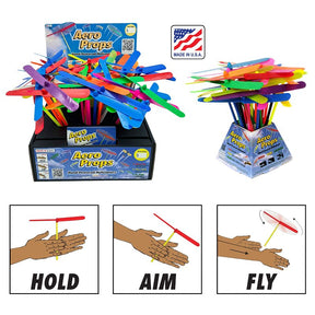 Aero Props AP0204-2D100 Propeller Toy, Hand Powered Flying, Plastic, Assorted, Pack of 100
