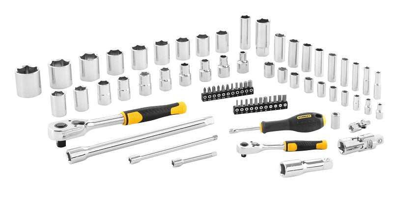 STANLEY STMT82831-LA Ratchet and Socket Set, Chrome, Pack of 2