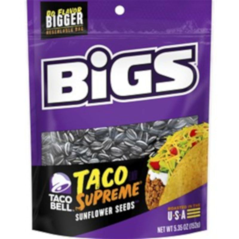 BIGS Taco Bell Taco Supreme Sunflower Seeds 5.35 oz Bagged, Pack of 12