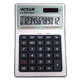 Victor Tuffcalc Silver 12 digit Solar Powered Deluxe Desktop Calculator