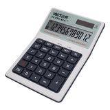 Victor Tuffcalc Silver 12 digit Solar Powered Deluxe Desktop Calculator