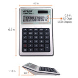 Victor Tuffcalc Silver 12 digit Solar Powered Deluxe Desktop Calculator
