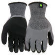 John Deere JD30500-L Double-Dipped Gloves, L, 4-1/4 in L, Knit Wrist, Seamless Cuff, Latex Coating, Black/Gray
