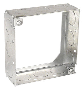 Southwire 53151-1/2-UPC Square Extension Ring, 4 in W, 12-Knockout, Steel, Silver, Galvanized