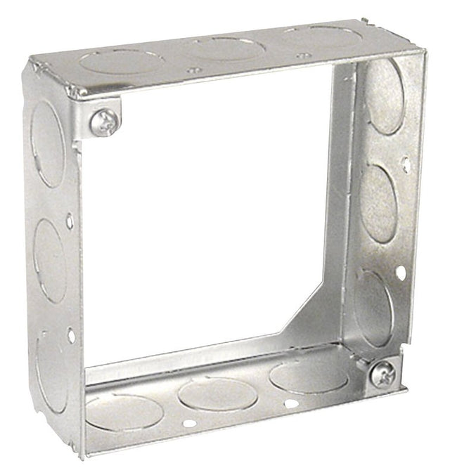 Southwire 53151-1/2-UPC Square Extension Ring, 4 in W, 12-Knockout, Steel, Silver, Galvanized