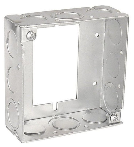Southwire 53151-SUB-UPC Square Extension Ring, 4 in W, 12-Knockout, Steel, Silver, Galvanized
