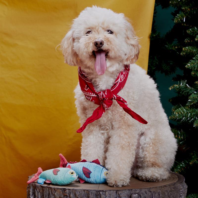 Bark Blue/Red Plush Mike & Mike The Trout Twins Dog Toy 2 pk, Pack of 3