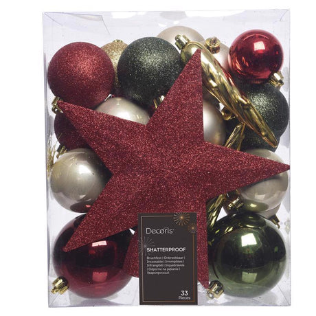 Decoris Multicolored Assorted Ornaments 3.15 in., Pack of 12