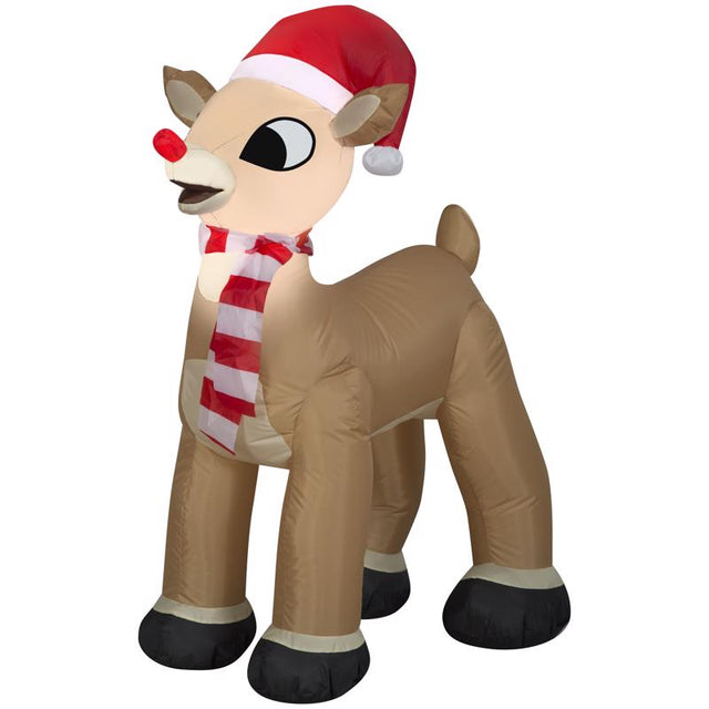 Rudolph Airblown Christmas Inflatable Rudolph the Red-Nosed Reindeer in Santa Hat and Scarf 42 in. I